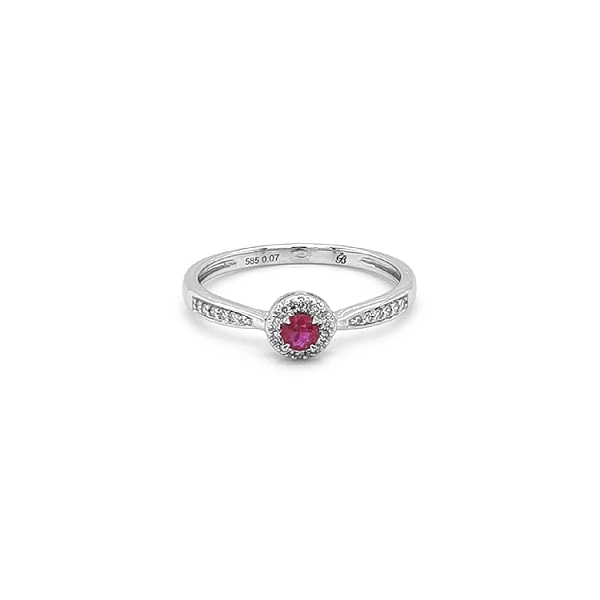 Rubinring mit Diamanten aus Weißgold
