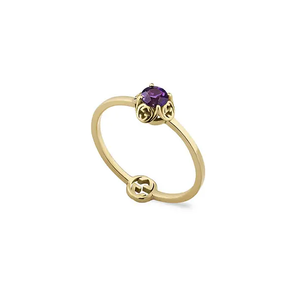 Gold Gucci Interlocking G Amethyst Ring YBC662428003014