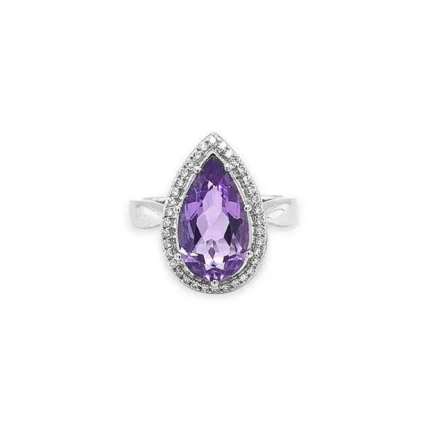 Goldring mit Amethyst und Diamanten