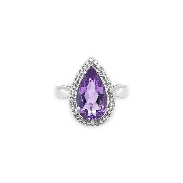 Goldring mit Amethyst und Diamanten