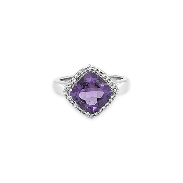 Goldring mit Amethyst und Diamanten