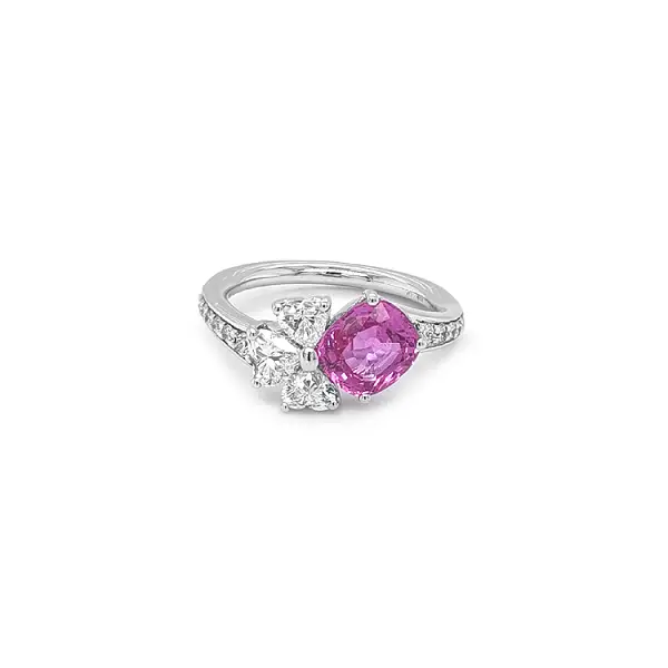 Goldring Crivelli mit rosa Saphiren und Diamanten