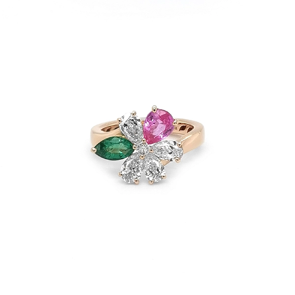 Crivelli Goldring mit farbigen Edelsteinen