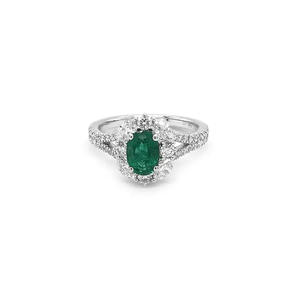 Goldring Crivelli mit Smaragd und Diamanten
