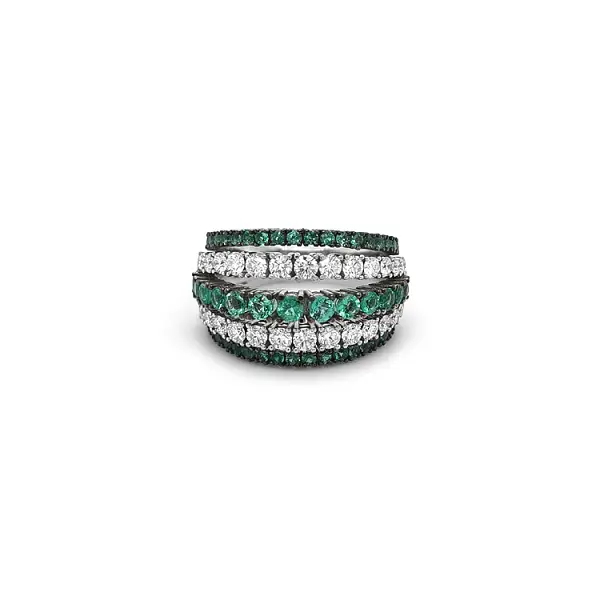 Goldring mit Smaragden und Diamanten
