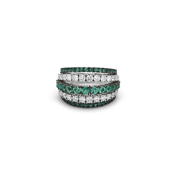 Goldring mit Smaragden und Diamanten