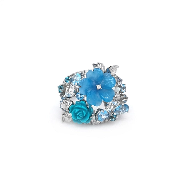 Goldring mit Diamanten und Halbedelsteinen