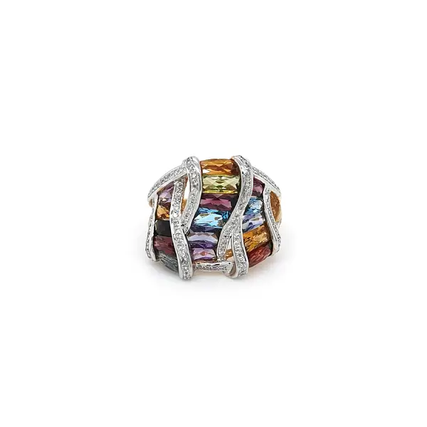 Goldring mit Diamanten und Halbedelsteinen