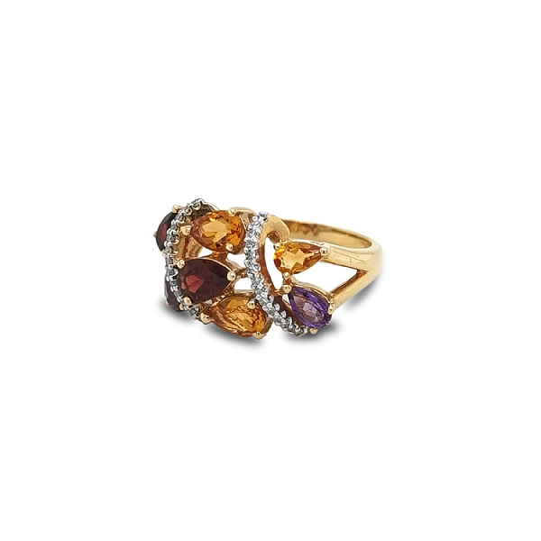 Goldring Halbedelsteine und Diamanten