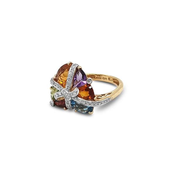 Goldring Farbige Halbedelsteine
