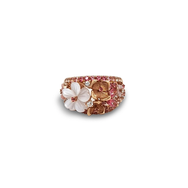 Goldring mit Diamanten und Halbedelsteinen