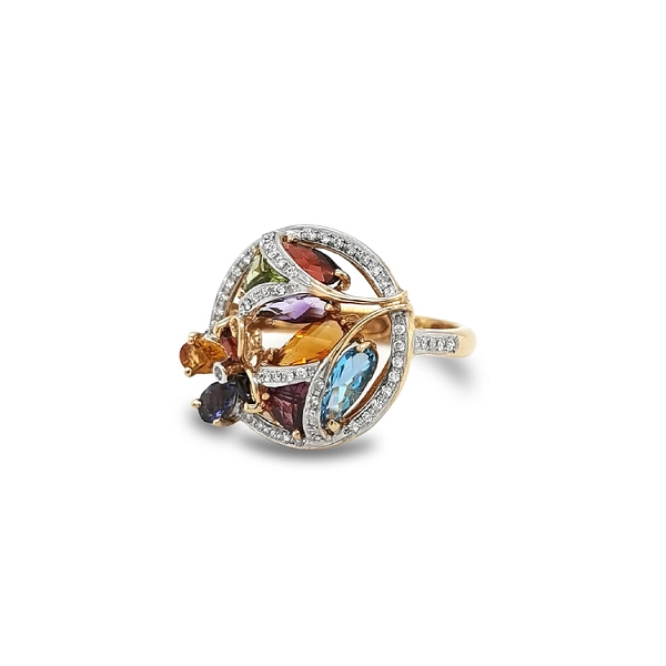 Goldring Halbedelsteine und Diamanten