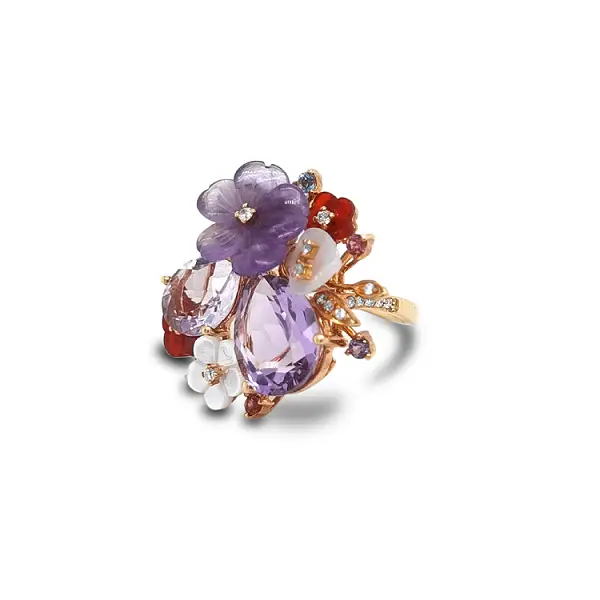 Goldring Halbedelsteine und Diamanten