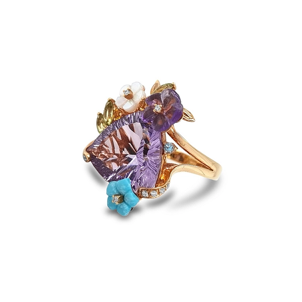 Goldring Halbedelsteine und Diamanten