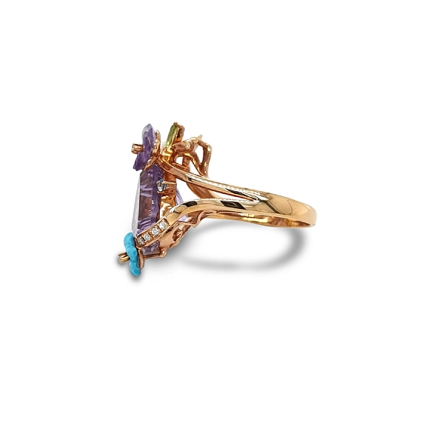 Goldring Halbedelsteine und Diamanten