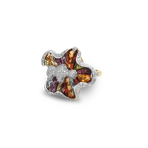 Goldring Farbige Halbedelsteine