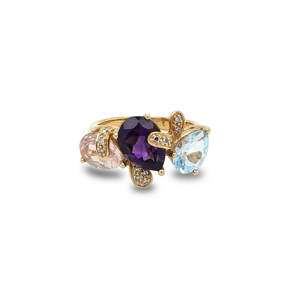 Goldring Halbedelsteine und Diamanten