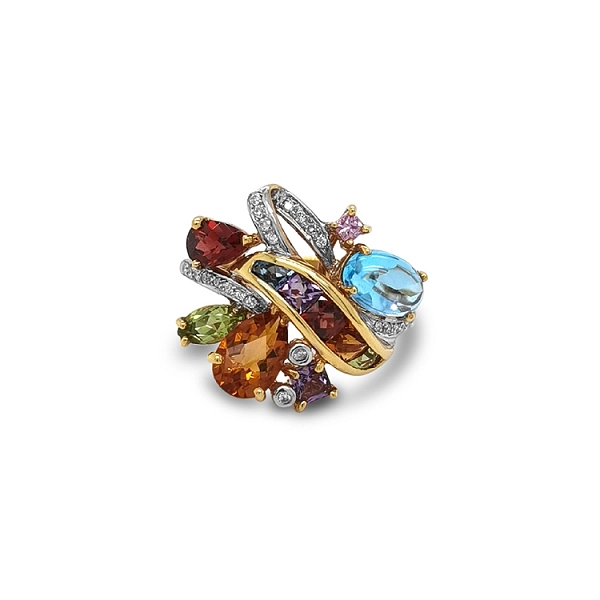 Goldring Halbedelsteine und Diamanten