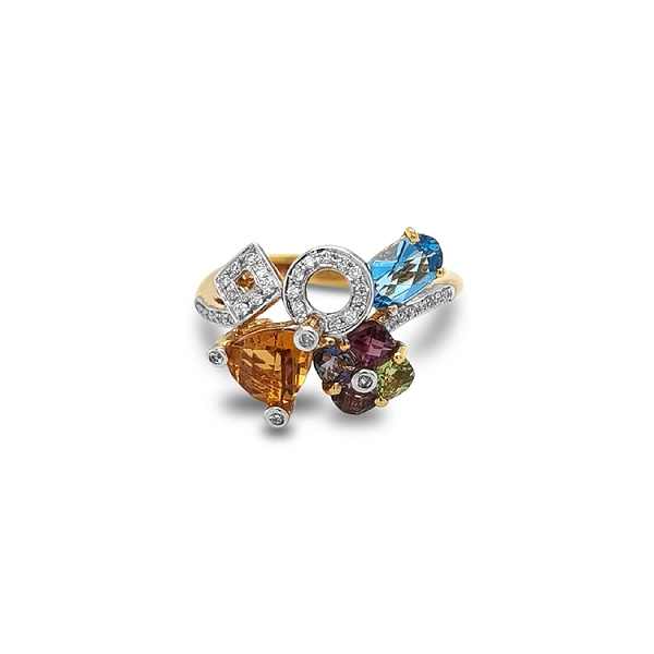 Goldring Halbedelsteine und Diamanten