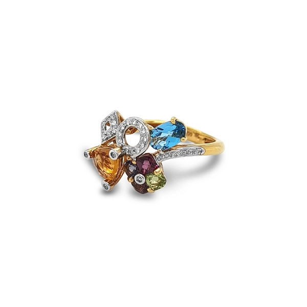 Goldring Halbedelsteine und Diamanten
