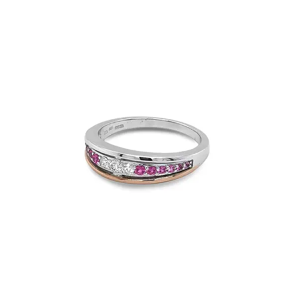 Goldring mit rosa Saphiren und Diamanten