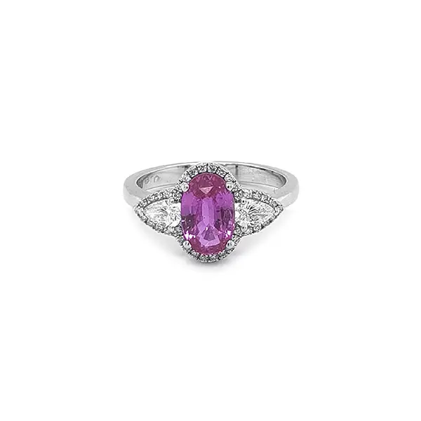 Goldring mit rosa Saphir und Diamanten