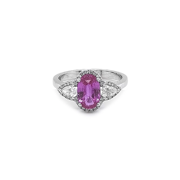 Goldring mit rosa Saphir und Diamanten