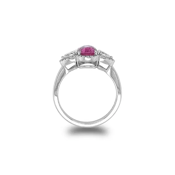 Goldring mit rosa Saphir und Diamanten