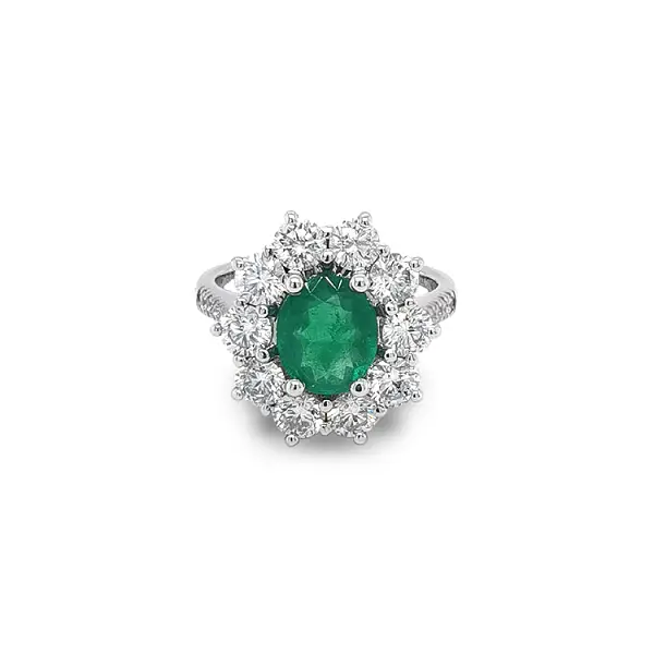 Goldring mit Smaragd und Diamanten