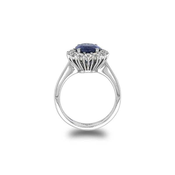 Goldring mit Saphir und Diamanten