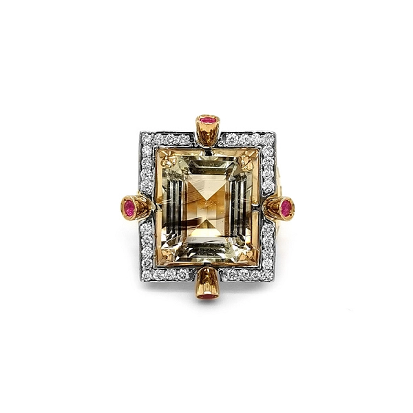 Goldring mit Topas und Diamanten