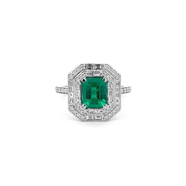 Goldring mit Smaragd und Diamanten