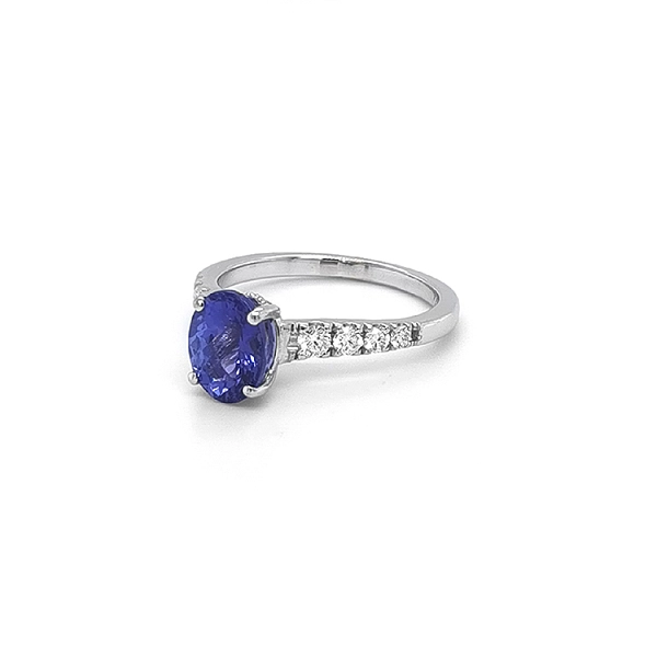 Goldring mit Tansanit und Diamanten