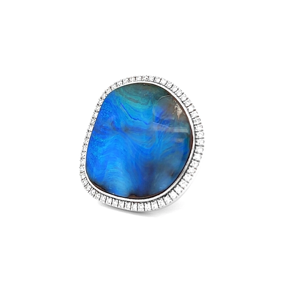 Diamantring mit natürlichem Opal