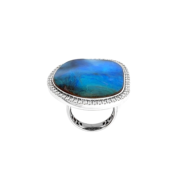 Diamantring mit natürlichem Opal