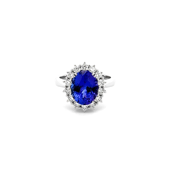Goldring mit Tansanit und Diamanten