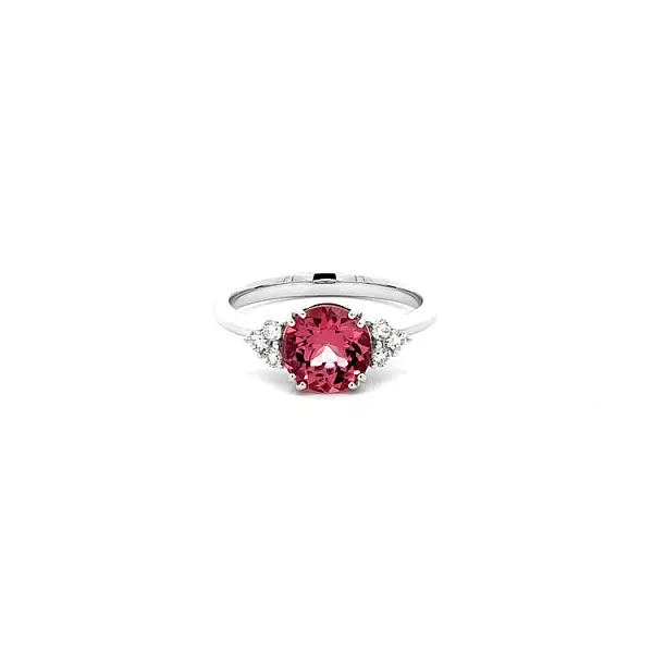 Goldring Rosa Turmalin und Diamanten