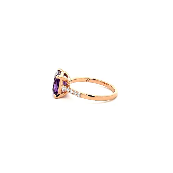 Goldring Amethyst und Diamanten