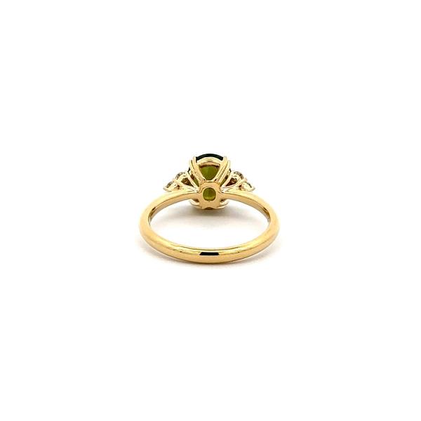 Goldring Grüner Turmalin und Diamanten