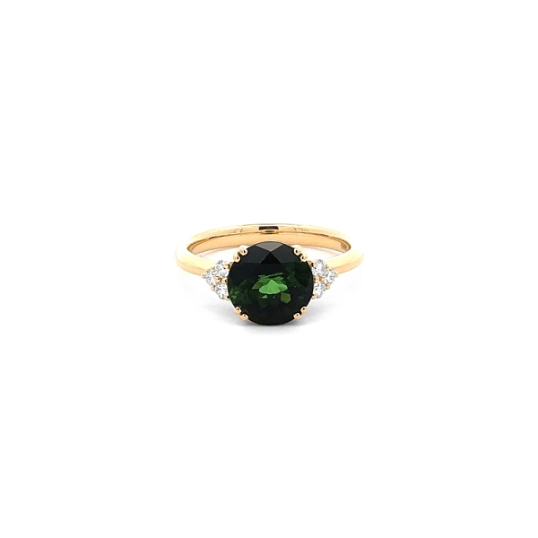 Goldring Grüner Turmalin und Diamanten