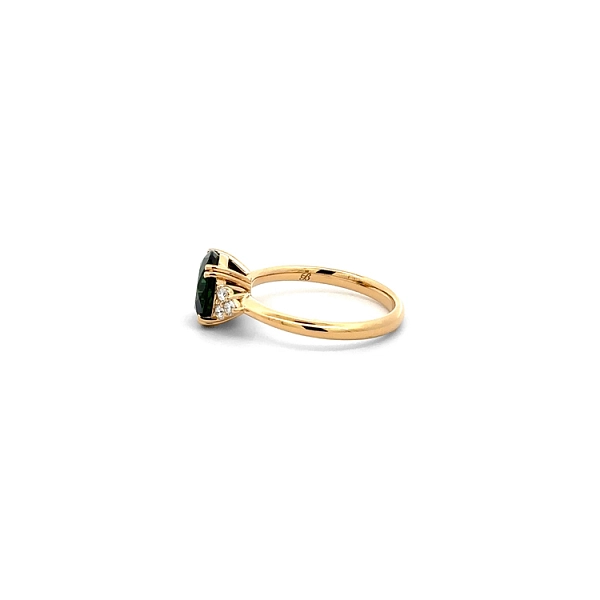 Goldring Grüner Turmalin und Diamanten