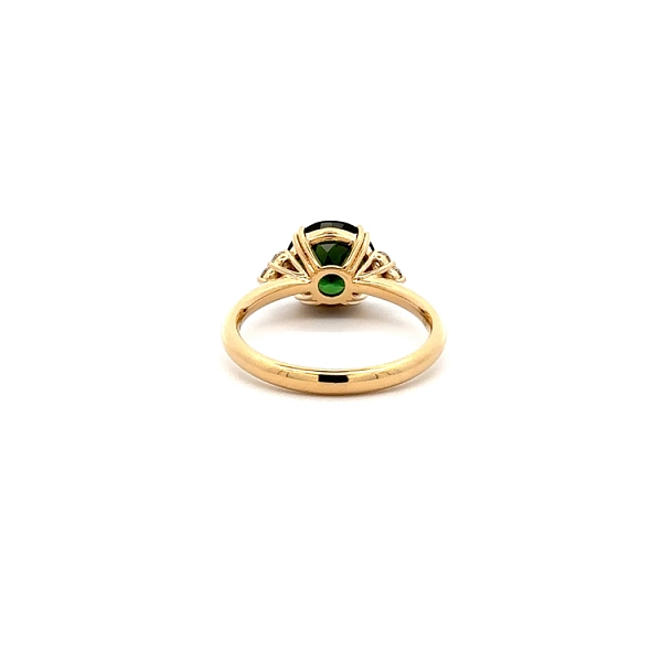 Goldring Grüner Turmalin und Diamanten