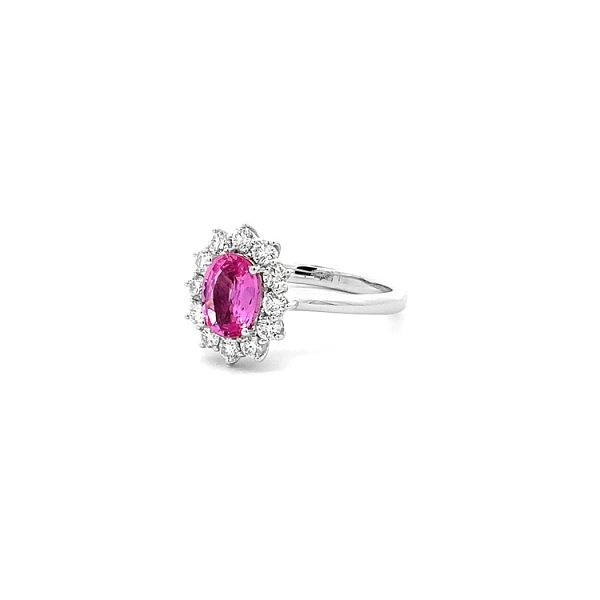 Goldring Rosa Saphir und Diamanten