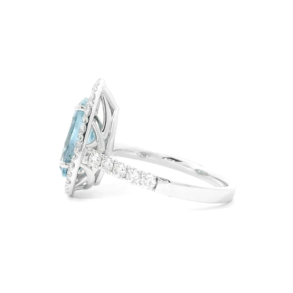 Luxuriöser tropfenförmiger Ring mit Aquamarin und Diamanten