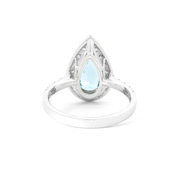 Luxuriöser tropfenförmiger Ring mit Aquamarin und Diamanten