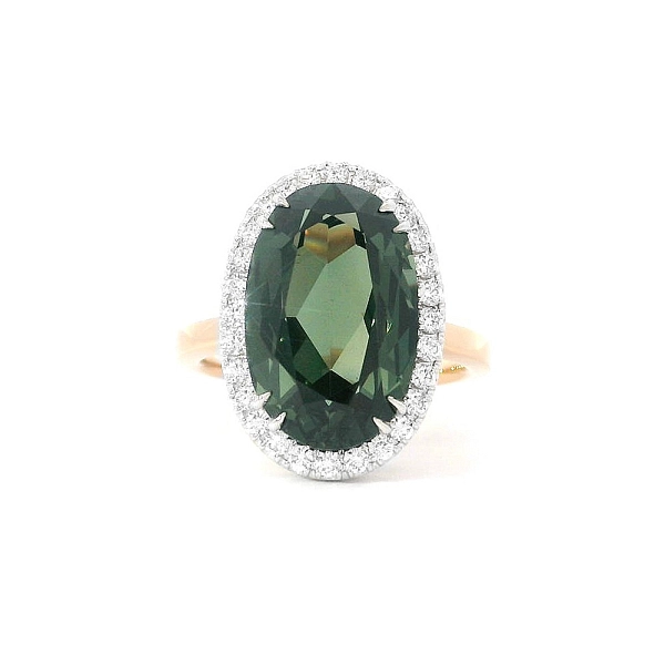 Luxuriöser Ring mit grünem Turmalin und Diamanten
