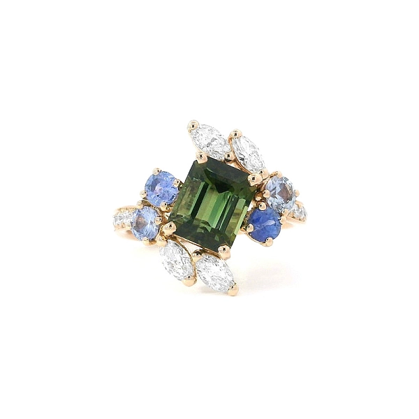 Ring Elegance of Nature - Turmalin in Kombination mit Saphiren und Diamanten