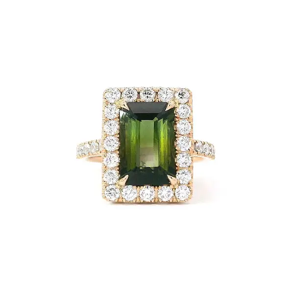 Ring Natürliche Eleganz aus grünem Turmalin und Diamanten