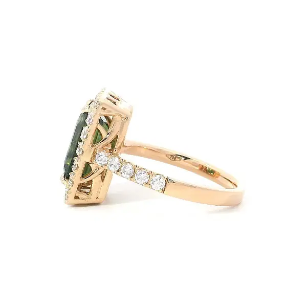 Ring Natürliche Eleganz aus grünem Turmalin und Diamanten