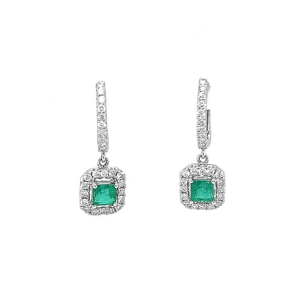 Goldohrringe mit Smaragden und Diamanten